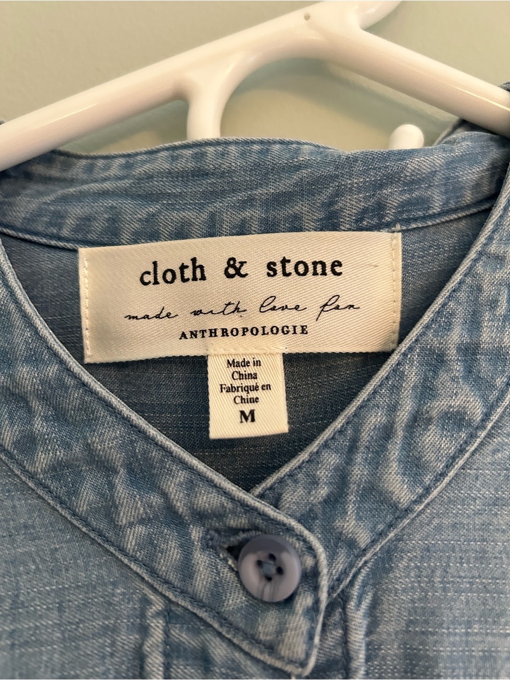 Anthropologie cloth and stone Light Blue Washed Chambray Button-Down Shirt - Picture 2 of 7